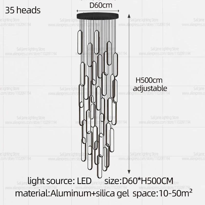 Minimalist Chandelier Nordic Hanging Modern LED Pendant Light Living Room Restaurant Villa Loft Ceiling Staircase Pendant Light
