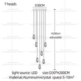 Modern Luxury Crystal Chandelier Hanging Staircas Water Droplet Pendent Lamp Villa Living Room Ceiling Light Attic Pendant Light