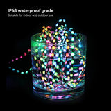 DC12V WS2811 3-Pin Addressable RGB Fairy Lights (IP68 Waterproof) - Black Wire Pixel String for Room & Outdoor Holiday Decor