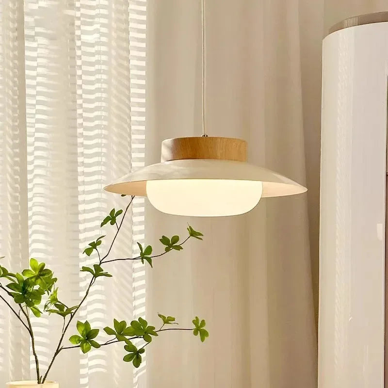 Cream Style Restaurant Pendant Light Japanese Style Wooden Dining Table Light Traditional Wabi Sabi Wind Light