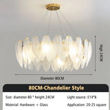 Modern Luxury Glass Feather Chandelier Lighting Lustre Suspension Luminaire Lamp for Living Dining Bedroom Kitchen Home Decor