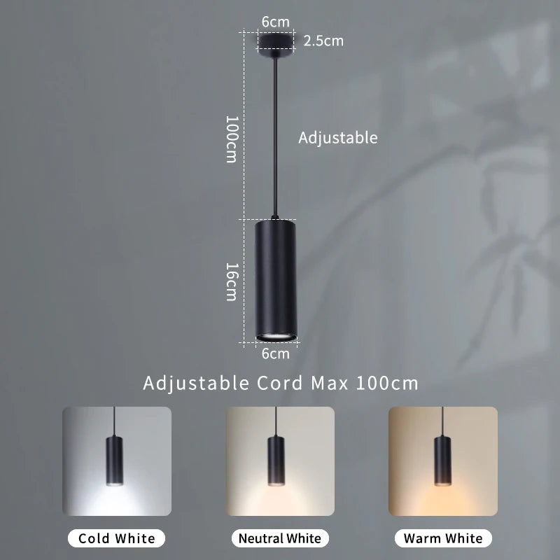 Black LED Pendant Lights GU10 Room Decor Retro Living Room Chandelier Hanging Fixture for Kitchen Table Bedroom Dining Room