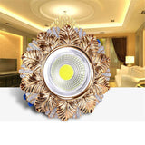 Art Decor Golden Leaf Resin LED Recessed Downlight (5W 220V) - Luxury Retro Ceiling Spotlight Fixture for Foyer, Corridor, Hallway & Hotel Decor