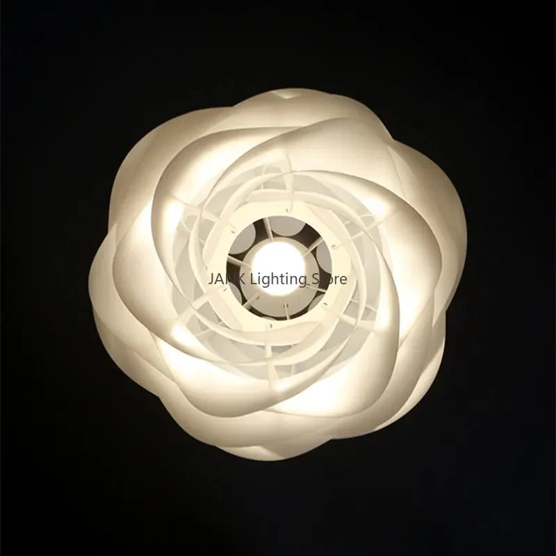 Danish Designer White Rose Ceiling Pendant Light for Living Room Kitchen Island Romantic Restaurant Acrylic Petal Suspension