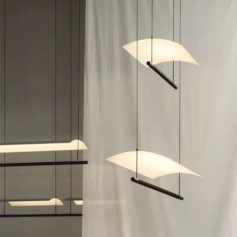 Nordic Minimalist Modern Metal LED Long Pendant Light for Living Room Dining Room Indoor Home Decoration Lighting Fixtures