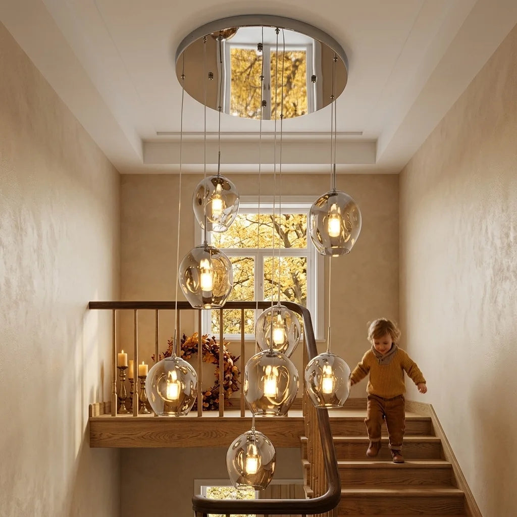 Modern Spiral Staircase Chandelier Crystal Ball Lamp Long Lighting for Living Room Villa Loft Dining Room 2026 New Design