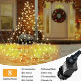 Outdoor Led Christmas Tree Decorations Garland Lights Twinkle String Light 8 Modes Waterproof Christmas Star Topper Fairy Lights