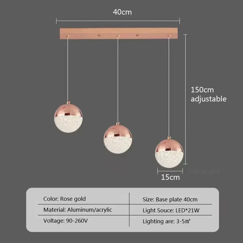 Nordic LED Dining Chandelier Creative Simple Acrylic Half Ball Indoor Pendant Lamp for Restaurant Aisle Corridor Pendant Lamp