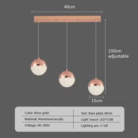 Nordic LED Dining Chandelier Creative Simple Acrylic Half Ball Indoor Pendant Lamp for Restaurant Aisle Corridor Pendant Lamp