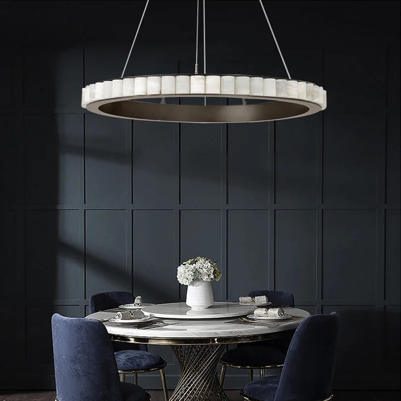 LED Luxury Marble Golden Black Lustre Hanging Lamp Chandelier Lighting Suspension Luminaire Lampen For Living Room