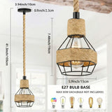 Industrial Loft Hemp Rope Chandelier - Vintage Dining Room Pendant Lamp