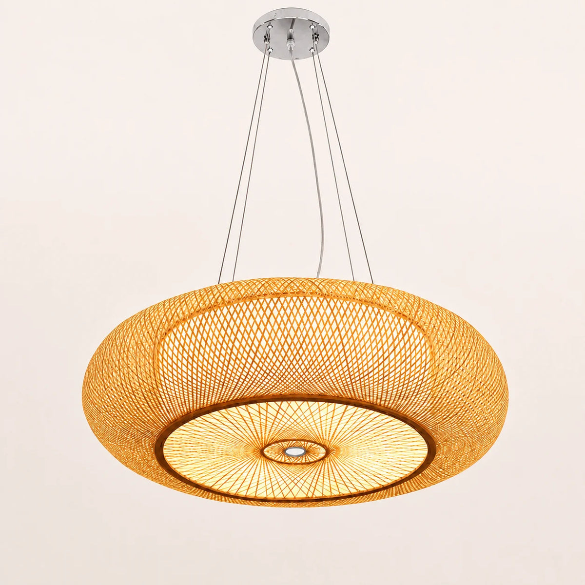 Handwoven Rattan Pendant Light, Sculptural Bamboo Hanging Lamp for Dining Room, Tea Room, Bedroom and Living Area