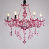 French Princess Room Crystal Pink Chandelier Villa Hotel Dining Table Candlelight Glass Decoration Rose Red LED Pendent Lamp
