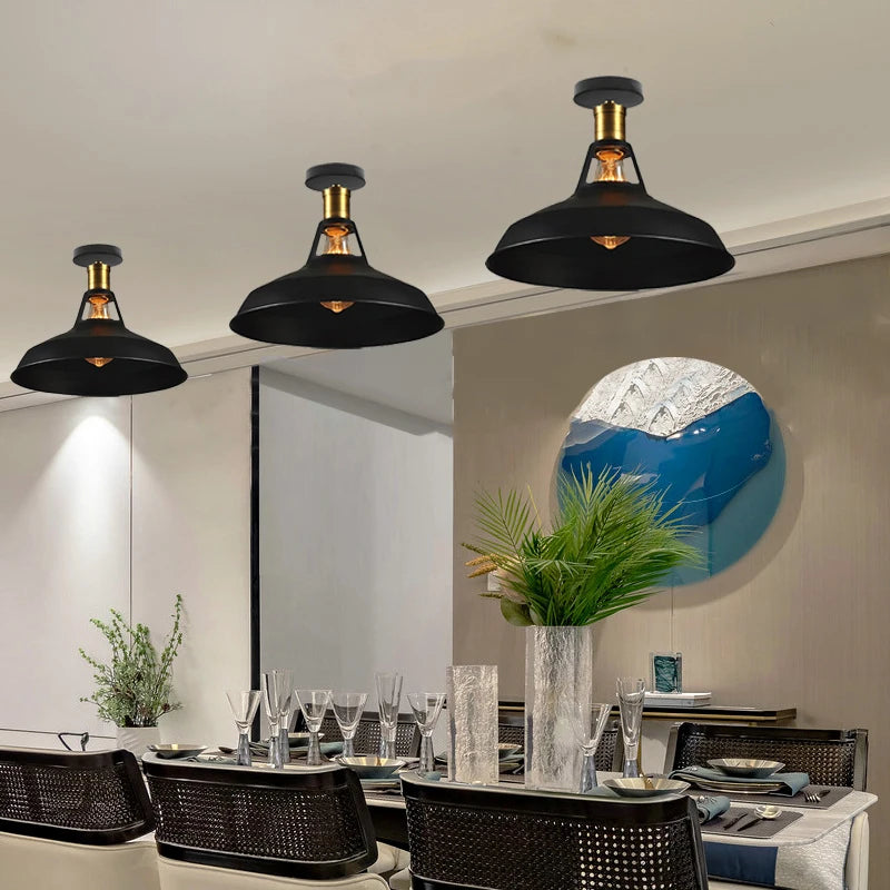Vintage Retro Ceiling Light Flush Mount Lamp Shade Industrial Lights Lighting for Indoor Bedroom Kitchen Living Room Home Decor