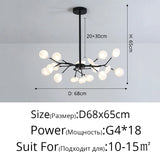 Creativity Firefly LED Chandelier Black Gold for Living Room Bedroom Hall Home Decor Indoor Lighting Minimalist Ceiling Pendant