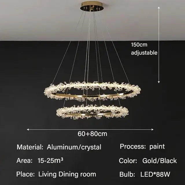 Modern Luxury Crystal LED Chandelier - Minimalist Pendant Light for Living Room