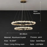 Modern Luxury Crystal LED Chandelier - Minimalist Pendant Light for Living Room