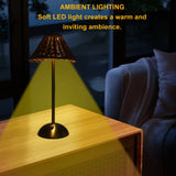 LED Rechargeable Reading Light Dimmable Bedside Lamp Energy Saving Eye Care Compact 600mAh PC Rattan Weaving for Restaurant