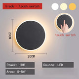 Modern Minimalist Round LED Wall Lamp - Touch Switch & Motion Sensor Porch Light