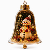 Acrylic Christmas Bell Ornament Decoration 3D Snow Globe Santa Snowman Ball Hanging Xmas Tree Pendant Christmas Party Decoration