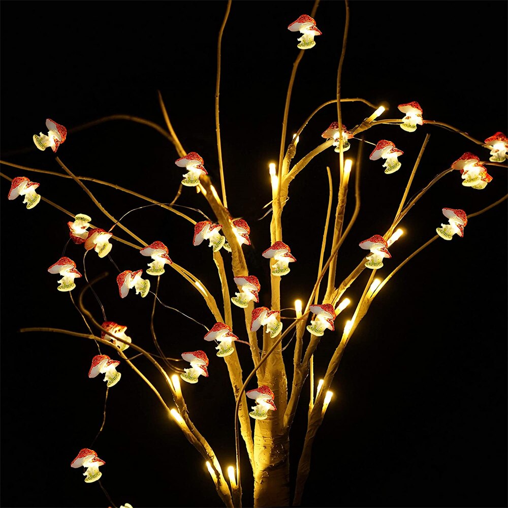 Cute Copper Wire Mushroom Light String DIY LED Mushroom Fairy Garland Lights for Xmas New Year Room Patio Decor