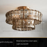 Gray Glass Ceiling Chandeliers 2025 Classic Round Hanging Lamps for Ceiling Home Decoration Lighting Gold Lustres Lamparas