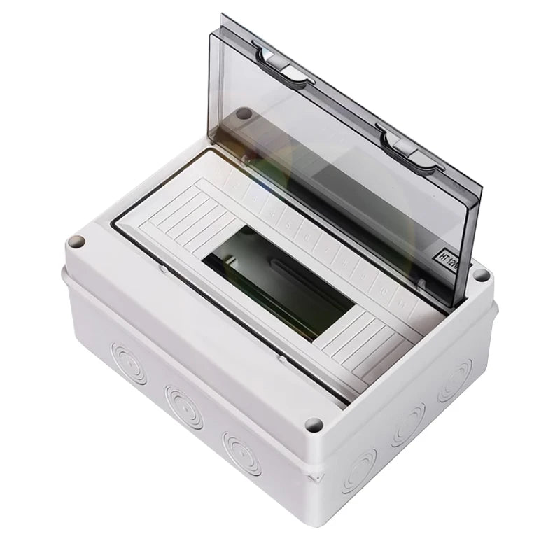 HT Series IP65 Waterproof Electrical Distribution Box (2/3/5/8/12/15/18/24 Way) - PC Plastic Outdoor Junction & Circuit Breaker Switch Box