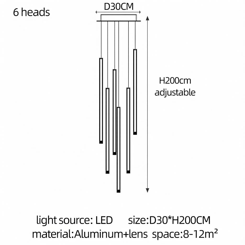 Modern Stair Chandelier Nordic Luxury Minimalist Pendant Light Villa Living Room Lighting LED Showroom Ceiling Lamps Chandelier