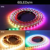 WS2812B WS2815 WS2813 WS2811 Addressable RGBIC LED Strip - DC5V/12V Smart Pixel Tape Light (30/60/144 LEDs/m)
