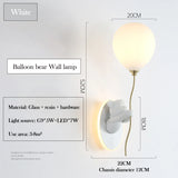Pink Balloon Bear Wall Lamps Cute Children's Room Lamp Modern Warm Princess Room Nursery Girl Boy Bedroom Bedside Wall Lights