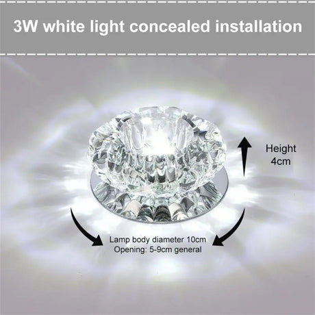 Flush LED Ceiling Lamp Living Room Crystal Corridor Aisle Lights 3W Three-color LED Ceiling Lights Balcony Lamp