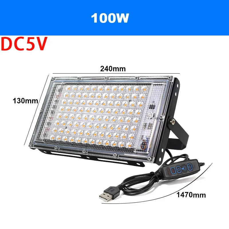 LED Light Adjust Angle Blue Light Floodlight 50/100/150W EU (No) Plug AC220V Outdoor LED Spotlights USB DC5V Party Lighting Lamp