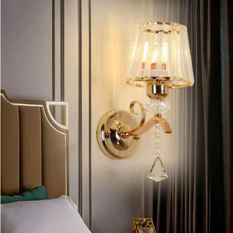 European Petal Wall Lamp Bedside Gold Single-Head TV Background Wall Lamp Bedroom Room Living Room Corridor Stair Light MJ1207
