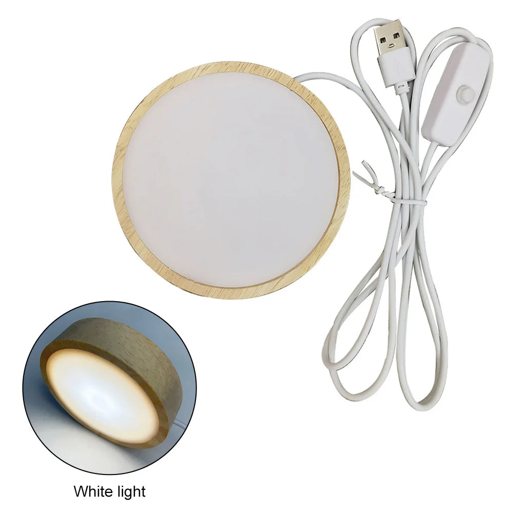 Wooden LED Light Display Base Wood Night Lamp Base LED Light Display Crystal Ball Wood Luminous Base For Home Decors