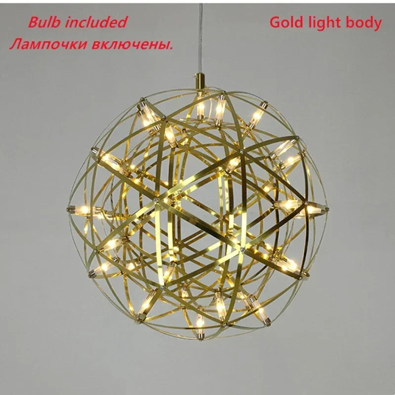 Modern Restaurant Chandelier Creative Personality Dandelion Art Spherical Nordic Fireworks Living Room Spark Ball Chandelier LED