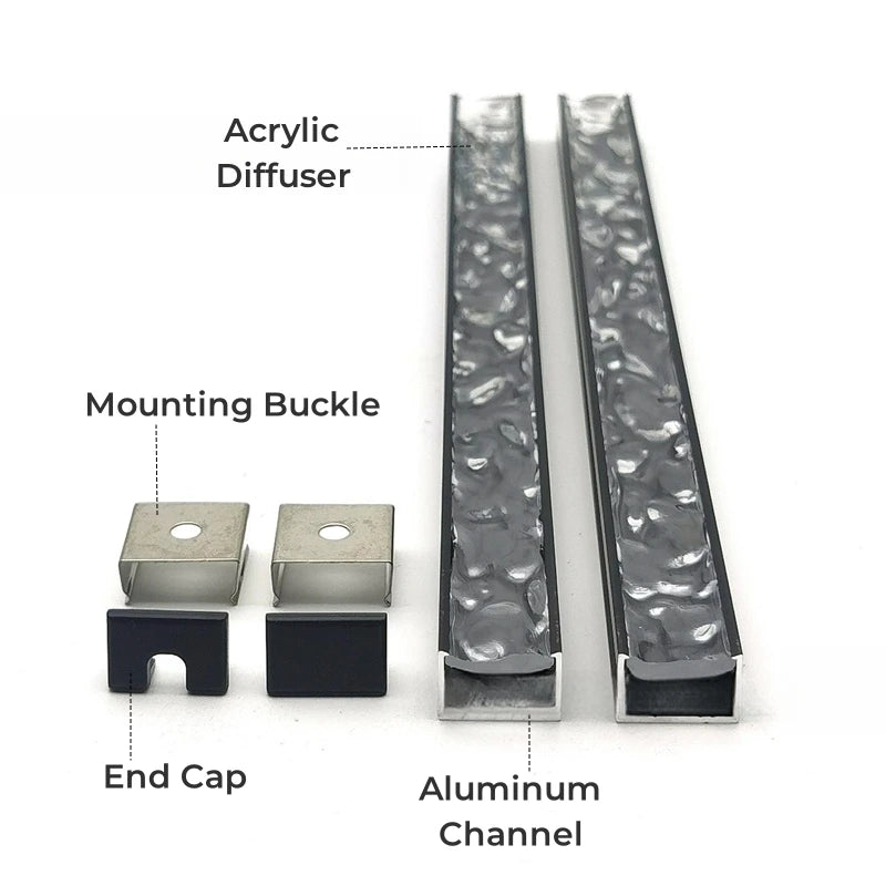 3D Water Ripple LED Aluminum Profile Hidden Recessed Cabinet Shelf Layer Lamp Bedroom Backlight Wall Linear Hard Bar Strip Light