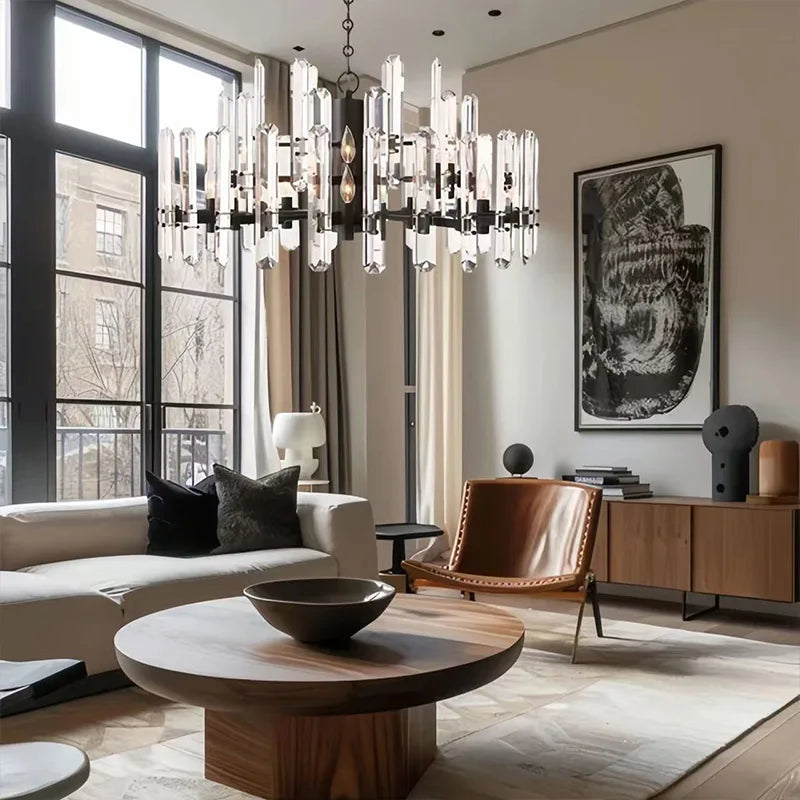 2026 Luxury Crystal Round Pendant Light - Dimmable Gold/Black Chandelier