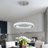 Modern Crystal Ceiling Lamp Luxury Rings Chrome Pendant Lighting Plafon Led Lamparas Indoor Fixtures Stainless Steel Hanging Lam