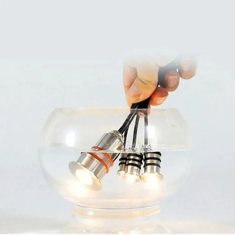 DC12V 24V LED Mini Underwater Light IP68 Waterproof Underground Lamp Spotlight Stainless Steel for Pool Stair Step Pathway Deck