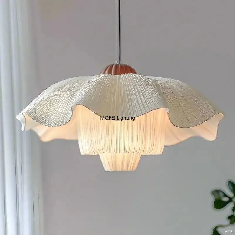 Nordic French Cream Style Petal Pendant Light - Romantic Flower Ceiling Chandelier Lamp Fixture for Living Room, Master Bedroom & Home Decor