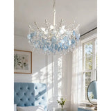 French Vintage-Style Living Room Chandelier In A Retro Blue Shell Villa Duplex Bedroom Crystal Lamp With A Sophisticated Touch