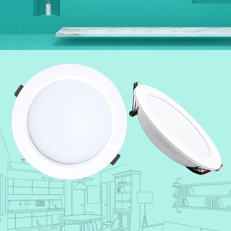 10PCS White Body Recessed LED Downlight - Universal AC/DC 12V 24V 110V 220V Ceiling Light