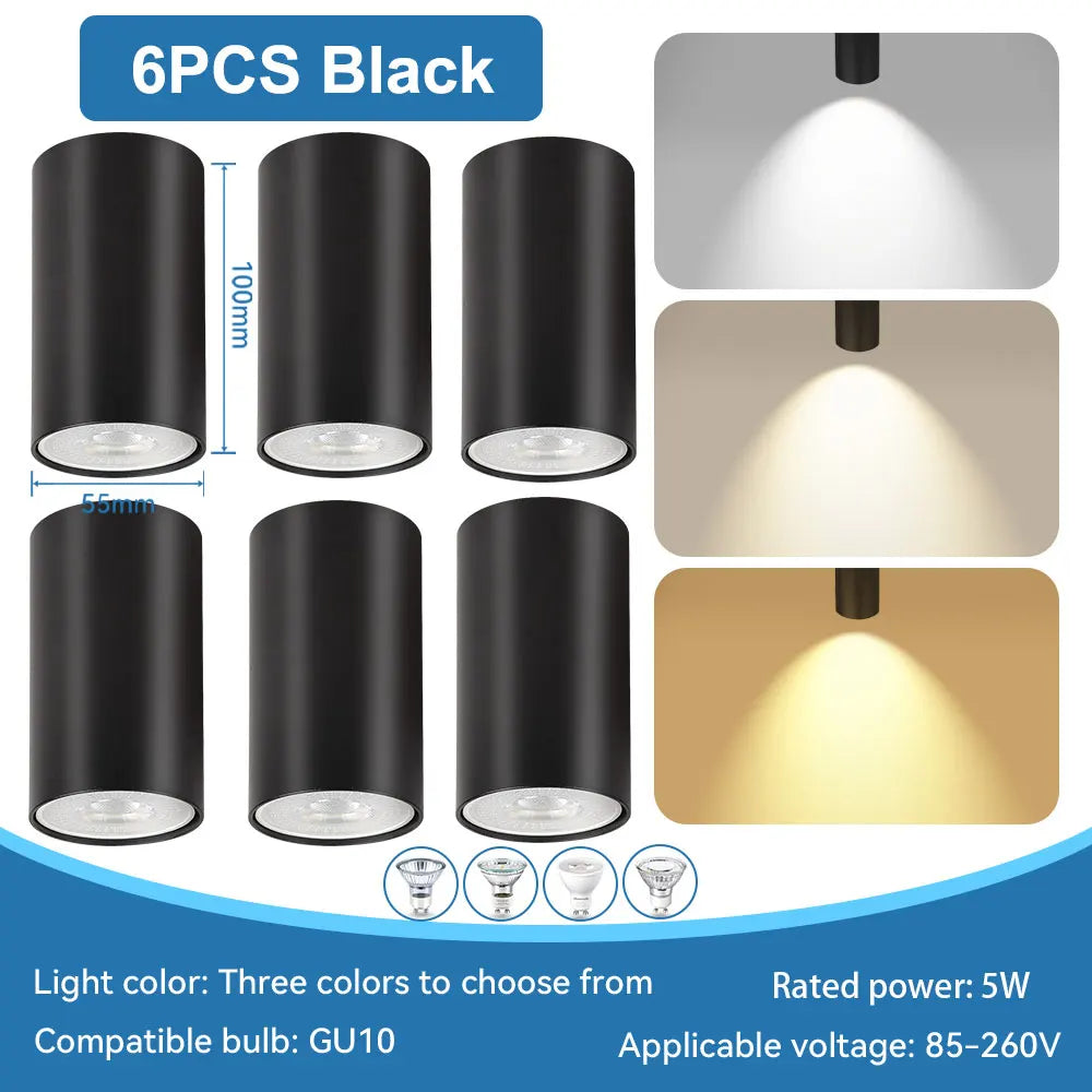 LED Downlight GU10 Replaceable Bulb 110V/220V Ceiling Lamp Surface Mounted Interior Bedroom Living Room Shop Home Led Spotlights