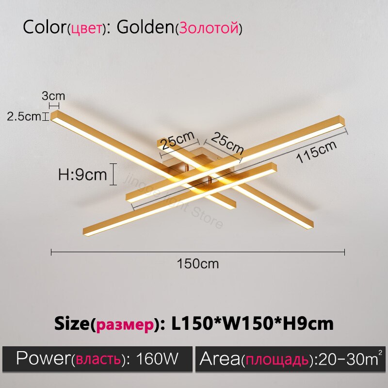 Black chandelier square bedroom lamps living room lamp led ceiling lamp Nordic minimalist creative led ceiling lamp strip lights