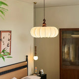 Retro Fabric & Solid Wood LED Pendant Light - Vintage Traditional Ceiling Chandelier Hanging Lamp Fixture for Living Room, Restaurant & Hotel Decor