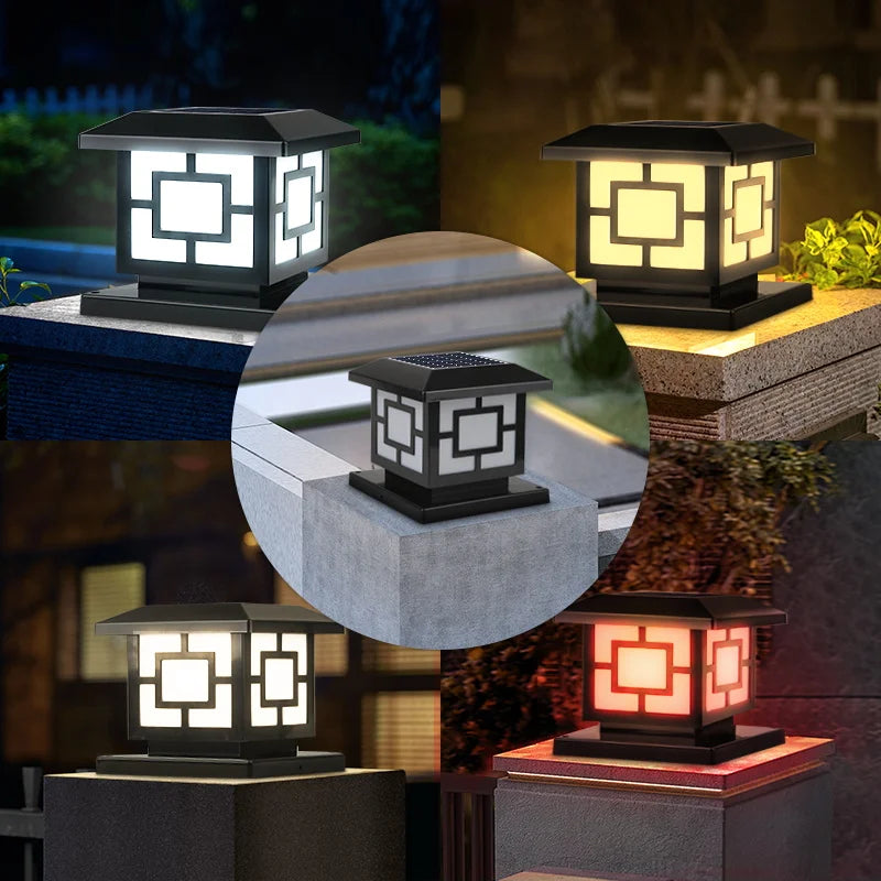 Outdoor LED Solar Column Light - Waterproof Dimmable Garden Pillar Lamp