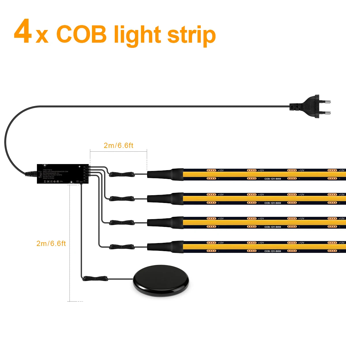 Black PCB COB LED Strip for Wooden Slats - Touch Dimmable Accent Light