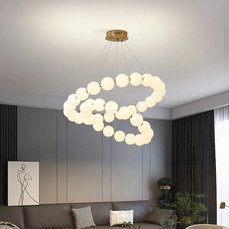 Modern Nordic Classic LED Pendant Lights Pearl Necklace Decoration Indoor Chandelier for Dining Living Room