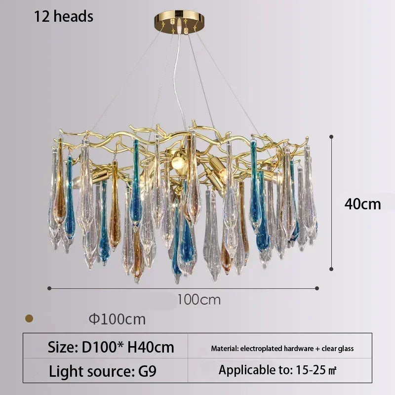 2025 Modern Gold Crystal Chandelier Living Room High Ceiling Luxury Big Lustres Aluminium Crystal Tree Branch Chandelier Lights
