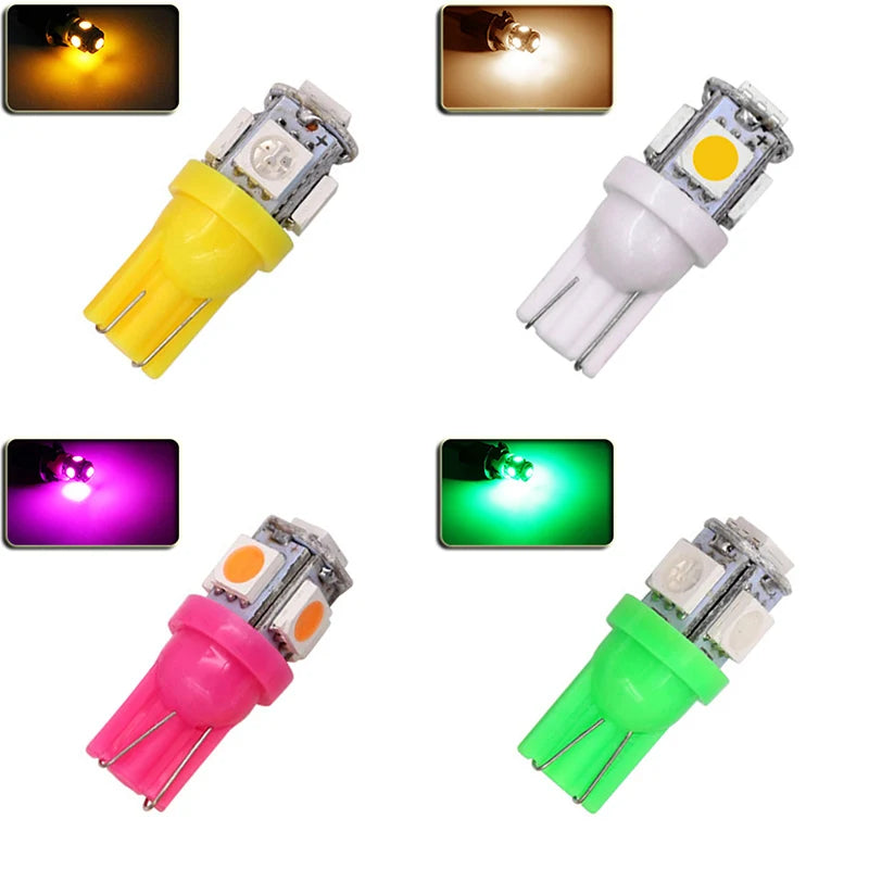 1Pack Car LED Bulb T10 W5W 194 LED Signal Light 5050 SMD White Auto Interior Dome Reading Lamp Side Wedge Trunk Lamp DC 12V 24V